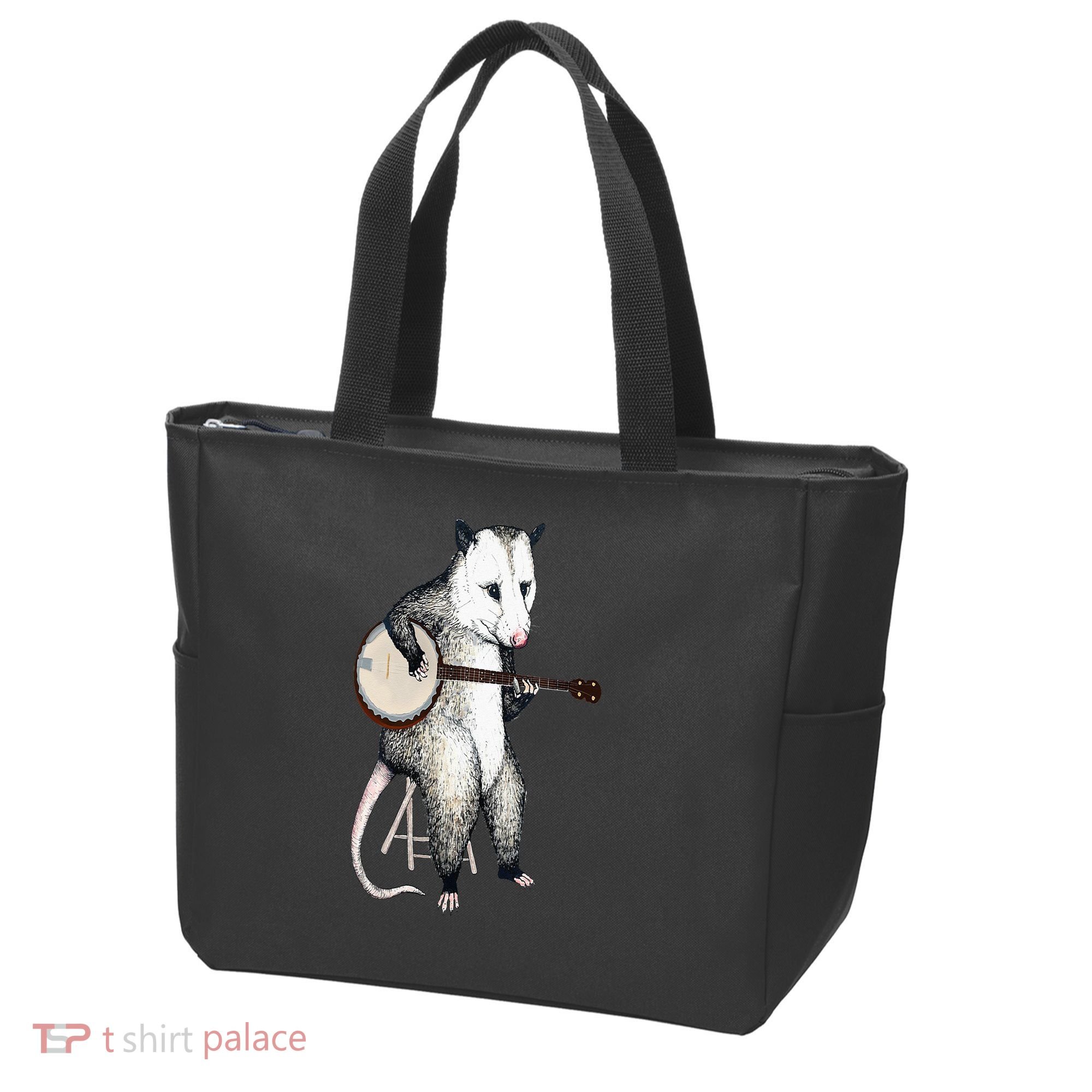 Opossum Playing Banjo Guitar Possum Live Weird Trash Kitty Tote Bag