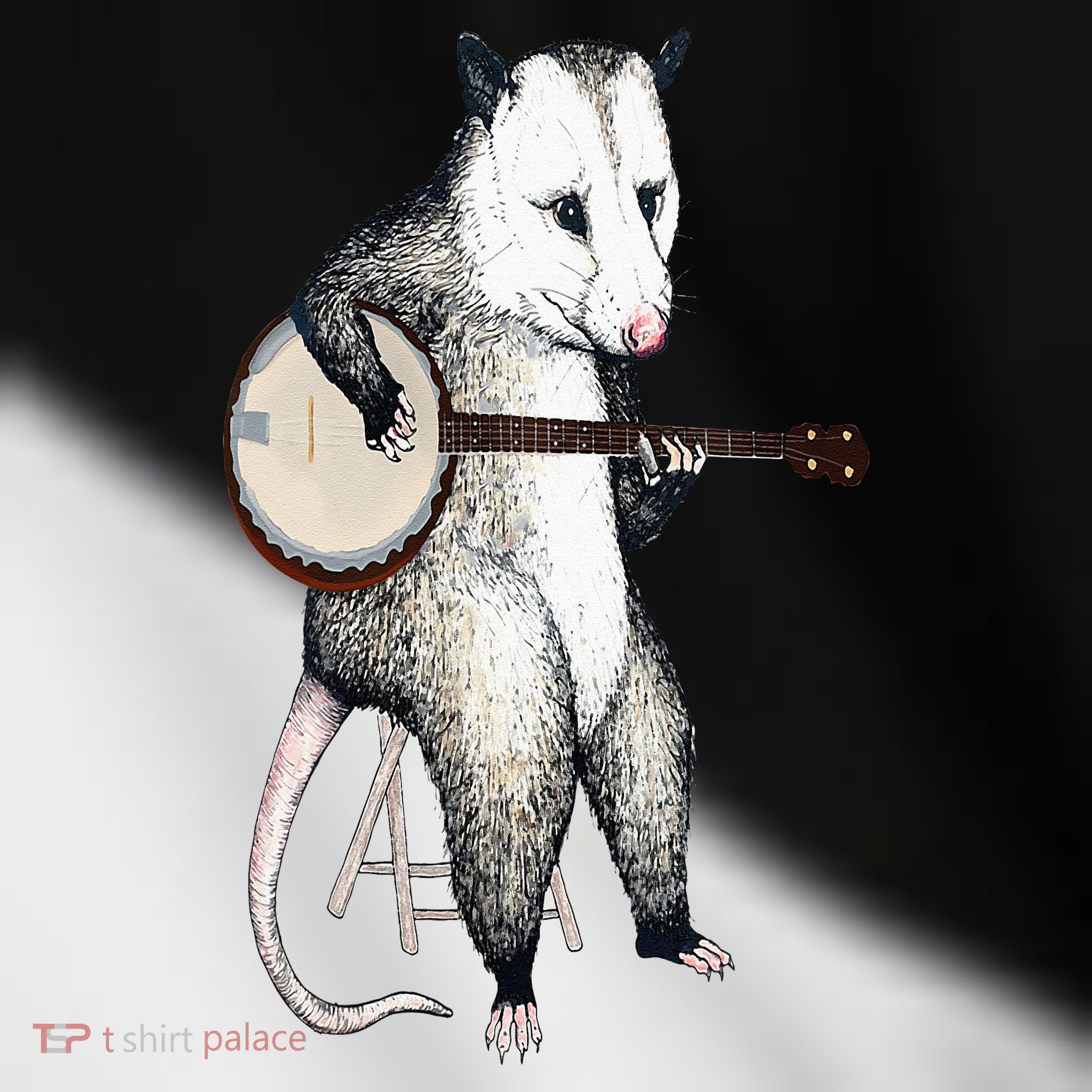 Opossum Playing Banjo Guitar Possum Live Weird Trash Kitty Toddler Fine Jersey T-Shirt