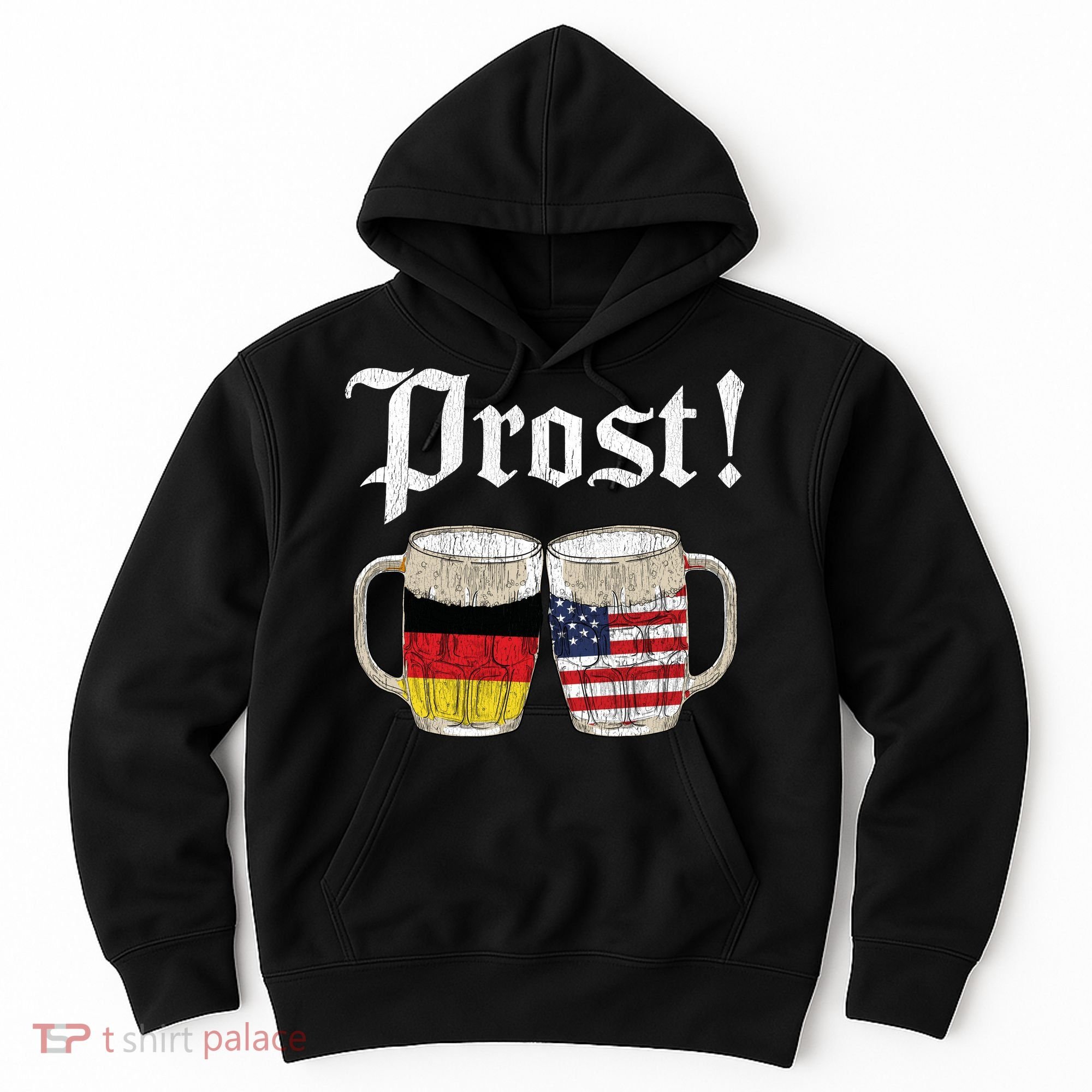 Oktoberfest Holiday Prost Beer German American Flag Hoodie