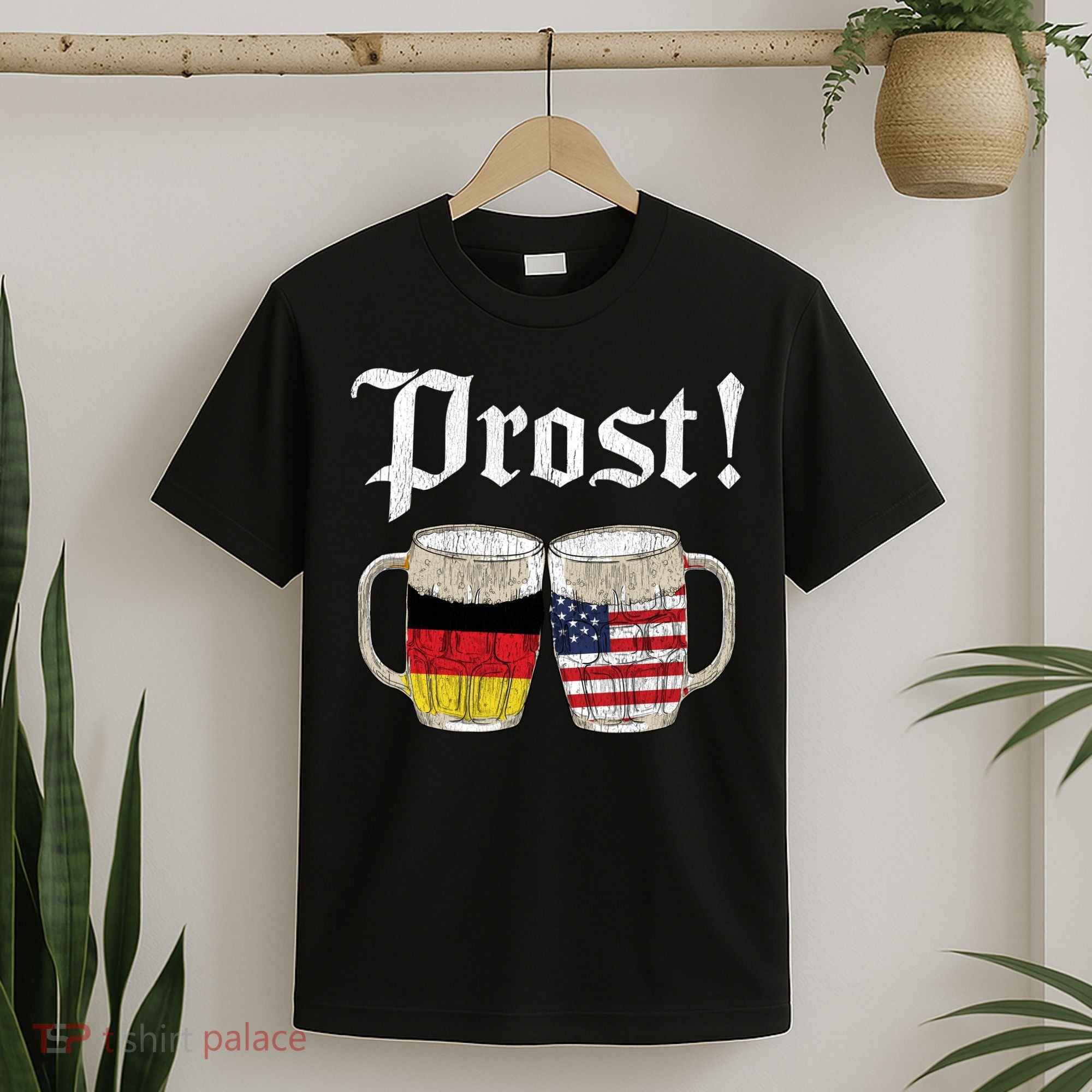 Oktoberfest Holiday Prost Beer German American Flag T-Shirt