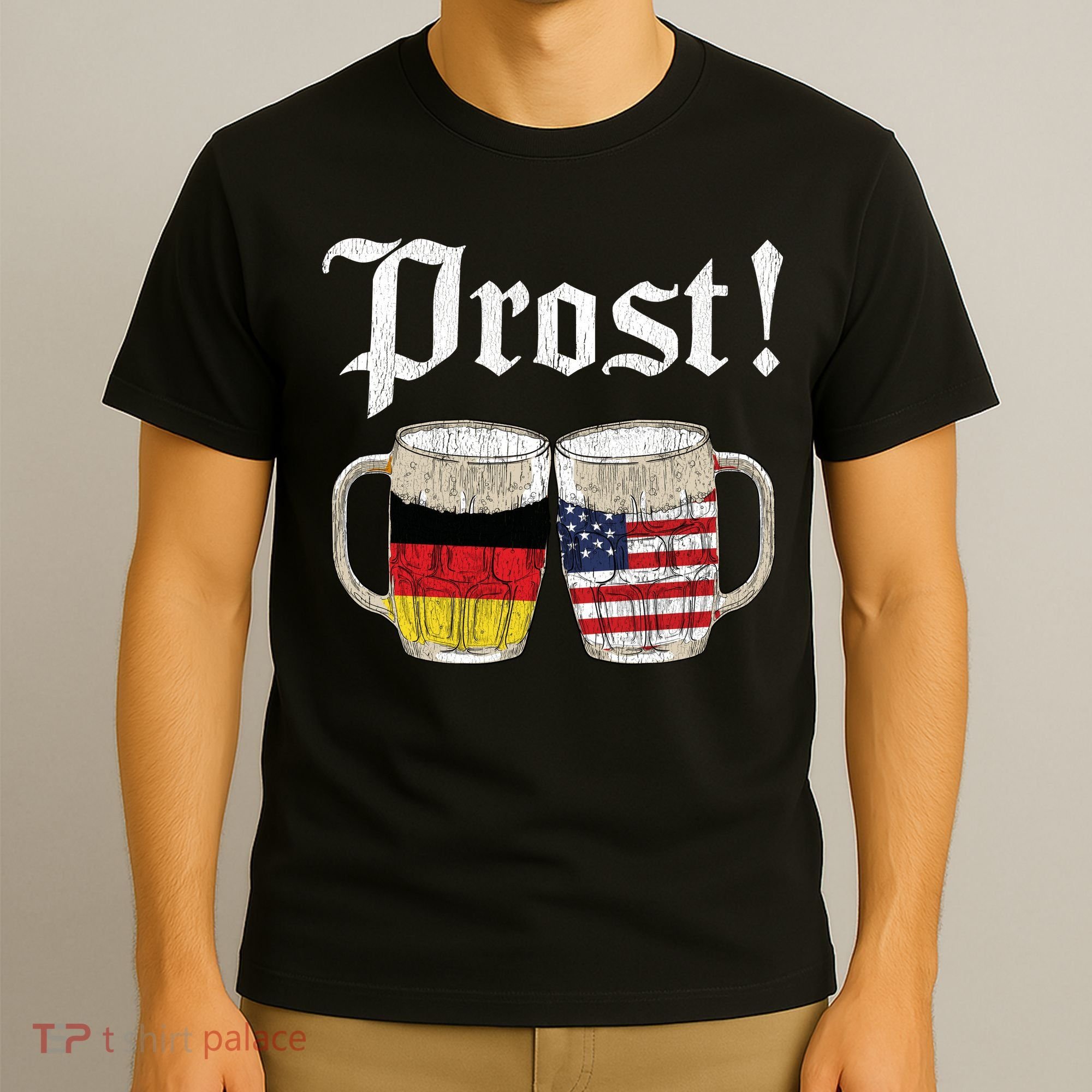 Oktoberfest Holiday Prost Beer German American Flag T-Shirt