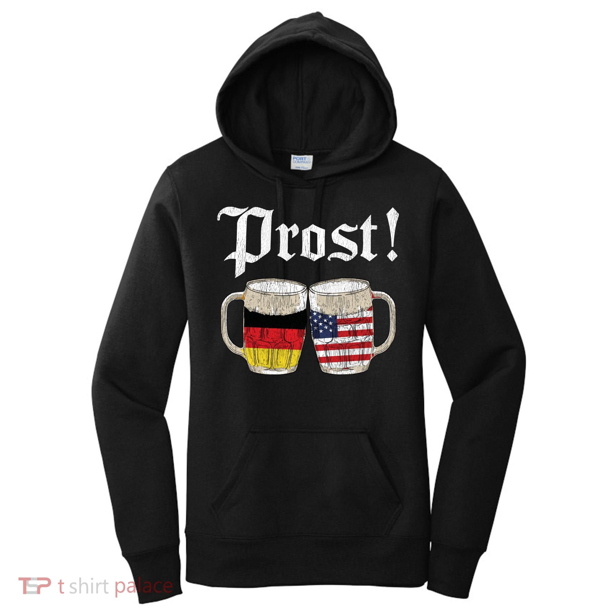 Oktoberfest Holiday Prost Beer German American Flag Women's Hoodie