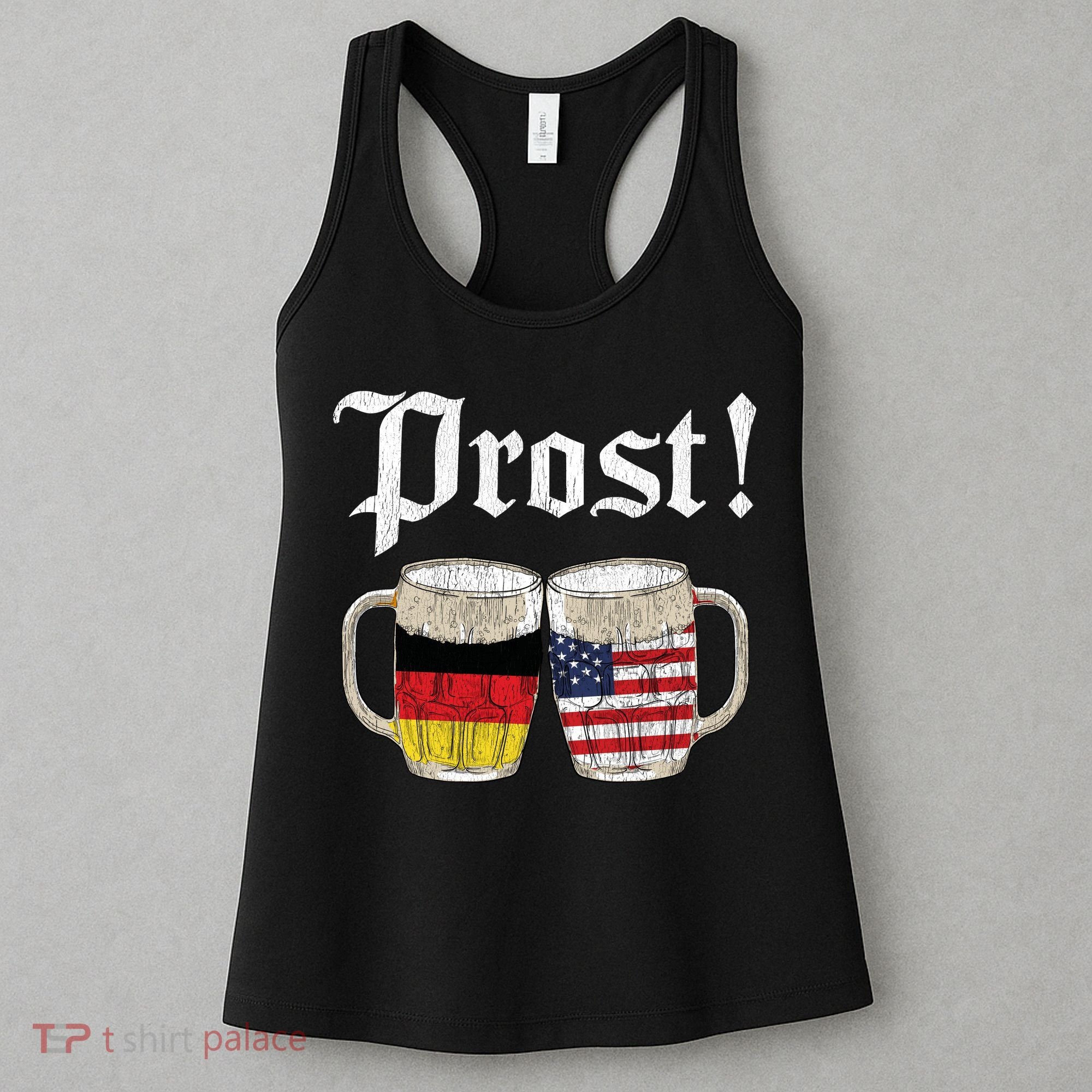 Oktoberfest Holiday Prost Beer German American Flag Women's Tank Top