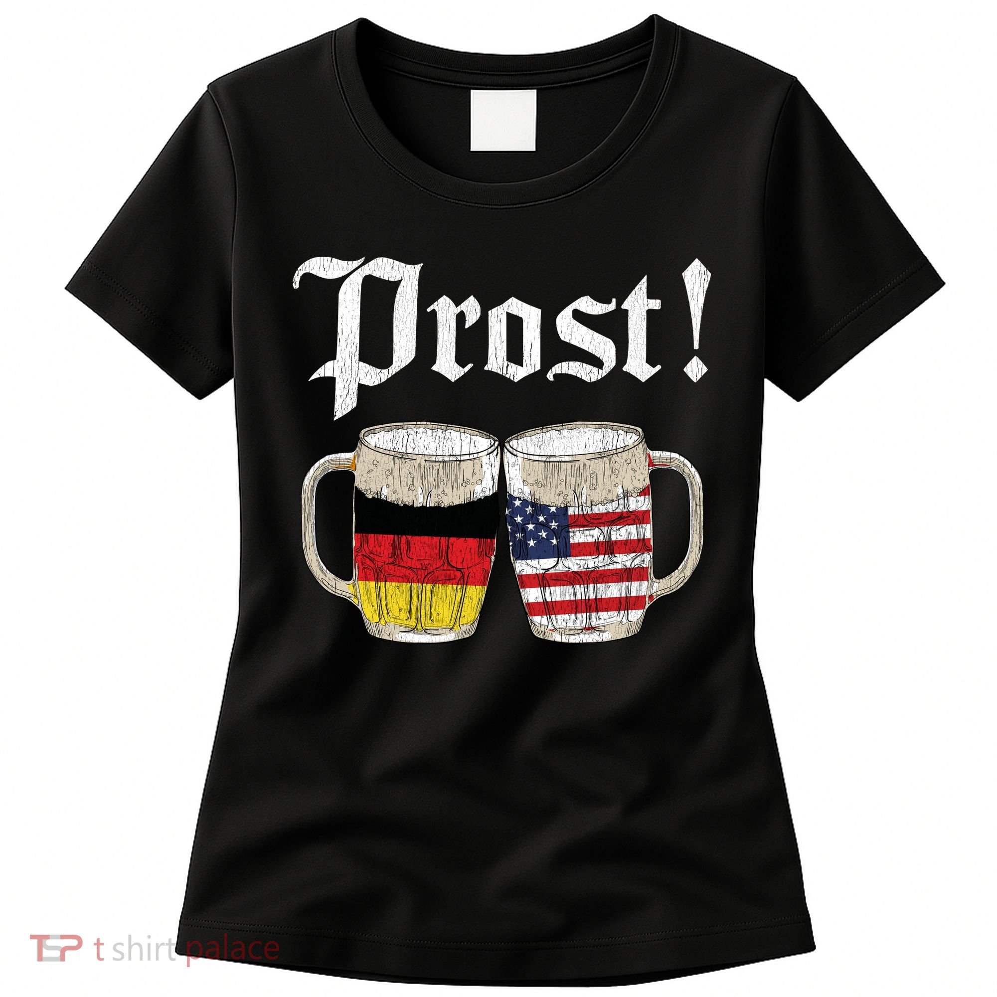 Oktoberfest Holiday Prost Beer German American Flag Women's T-Shirt