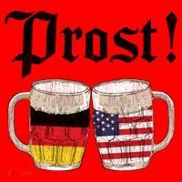Oktoberfest Holiday Prost Beer German American Flag Santa Hat thumb 1