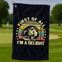 Opossum Possum First Of All IM A Delight Sarcastic Angry Golf Towel thumb 1