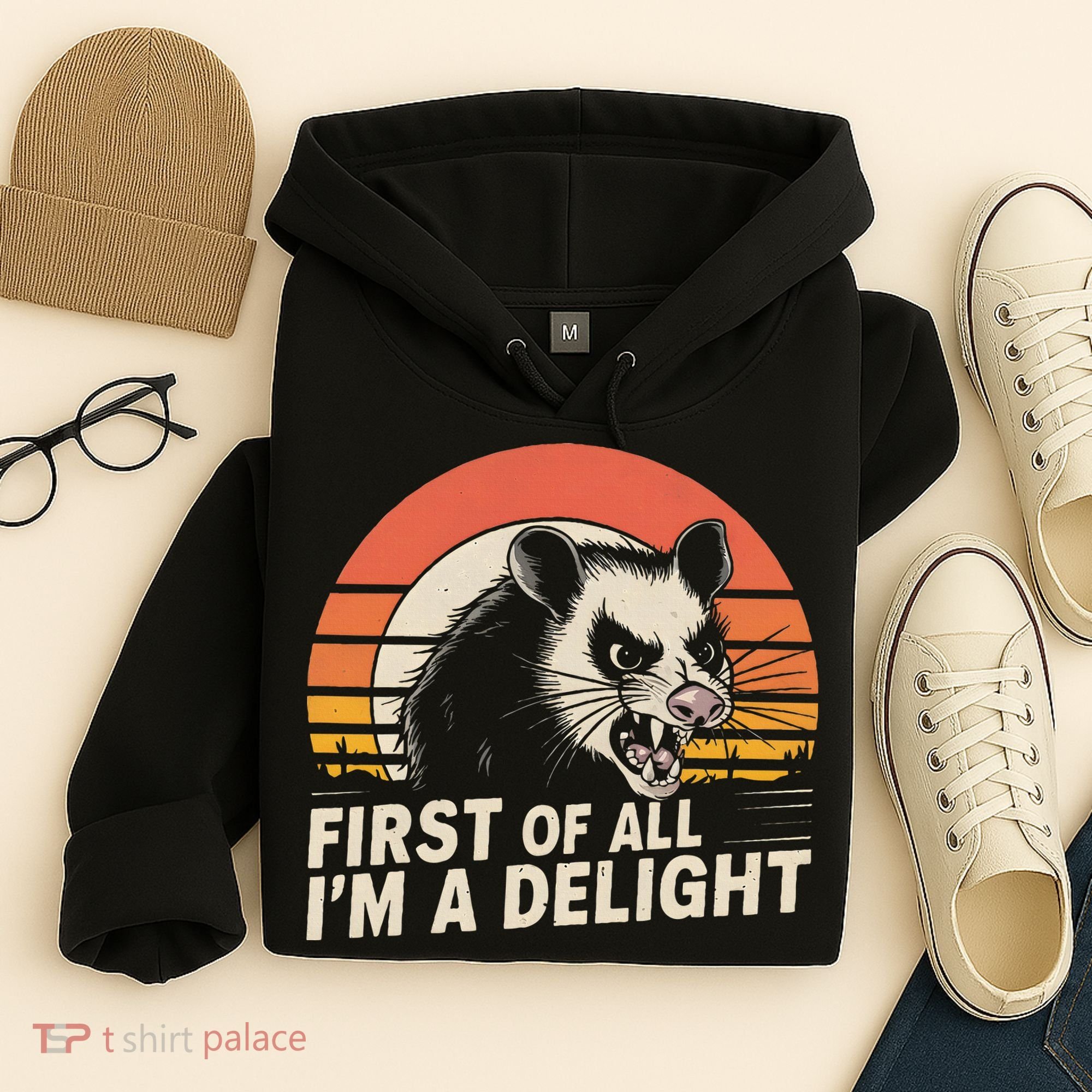 Opossum Possum First Of All IM A Delight Sarcastic Angry Hoodie