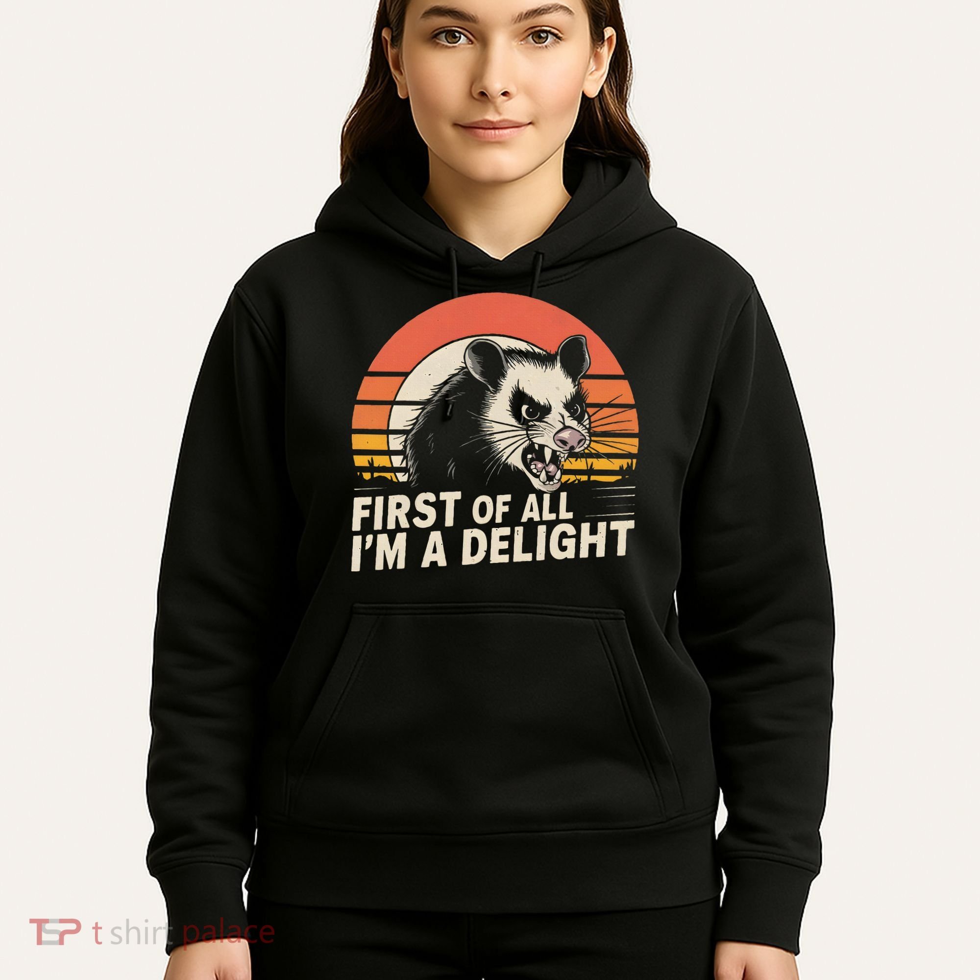 Opossum Possum First Of All IM A Delight Sarcastic Angry Hoodie
