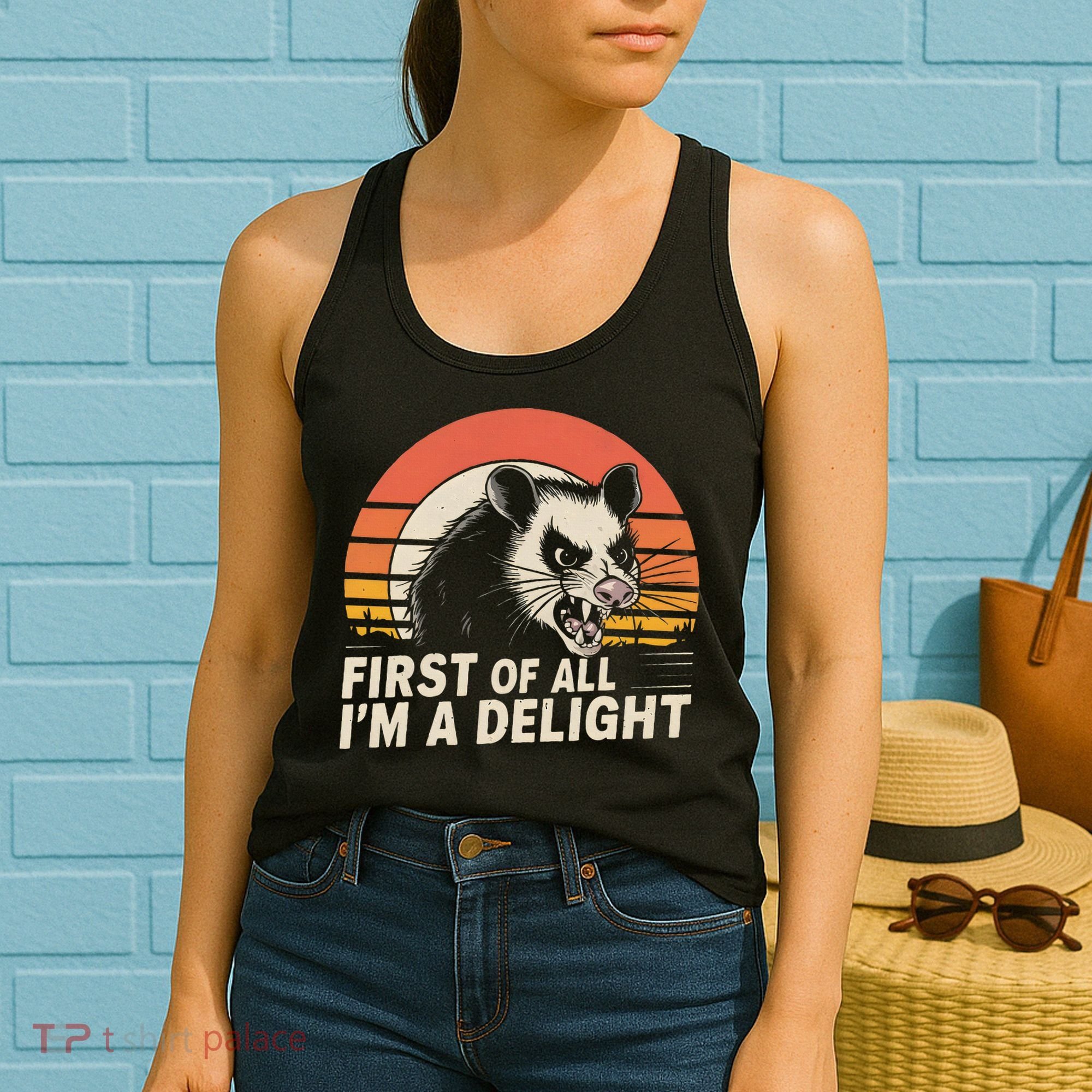 Opossum Possum First Of All IM A Delight Sarcastic Angry Women's Tank Top
