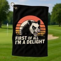 Opossum Possum First Of All IM A Delight Sarcastic Angry Golf Towel thumb 1