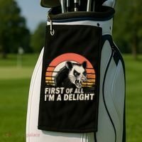 Opossum Possum First Of All IM A Delight Sarcastic Angry Golf Towel thumb 2