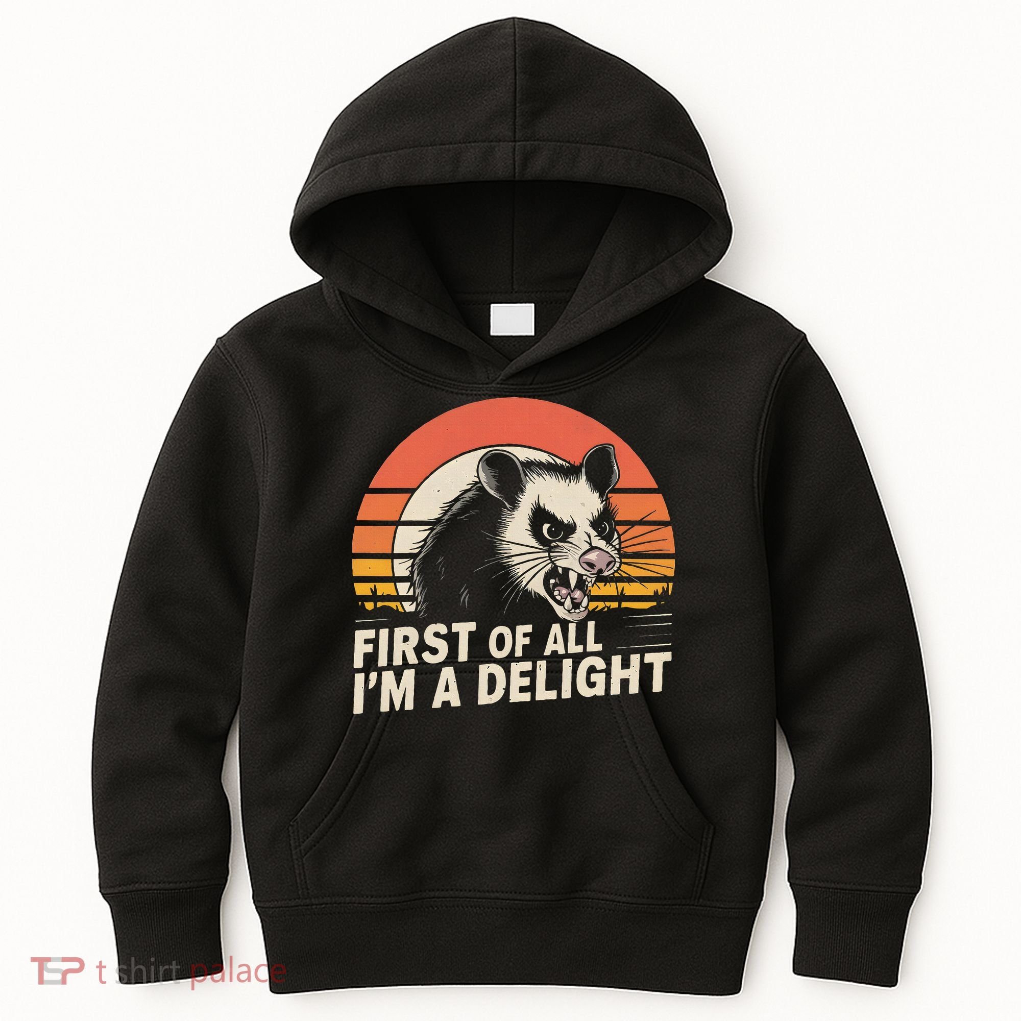 Opossum Possum First Of All IM A Delight Sarcastic Angry Kids Hoodie