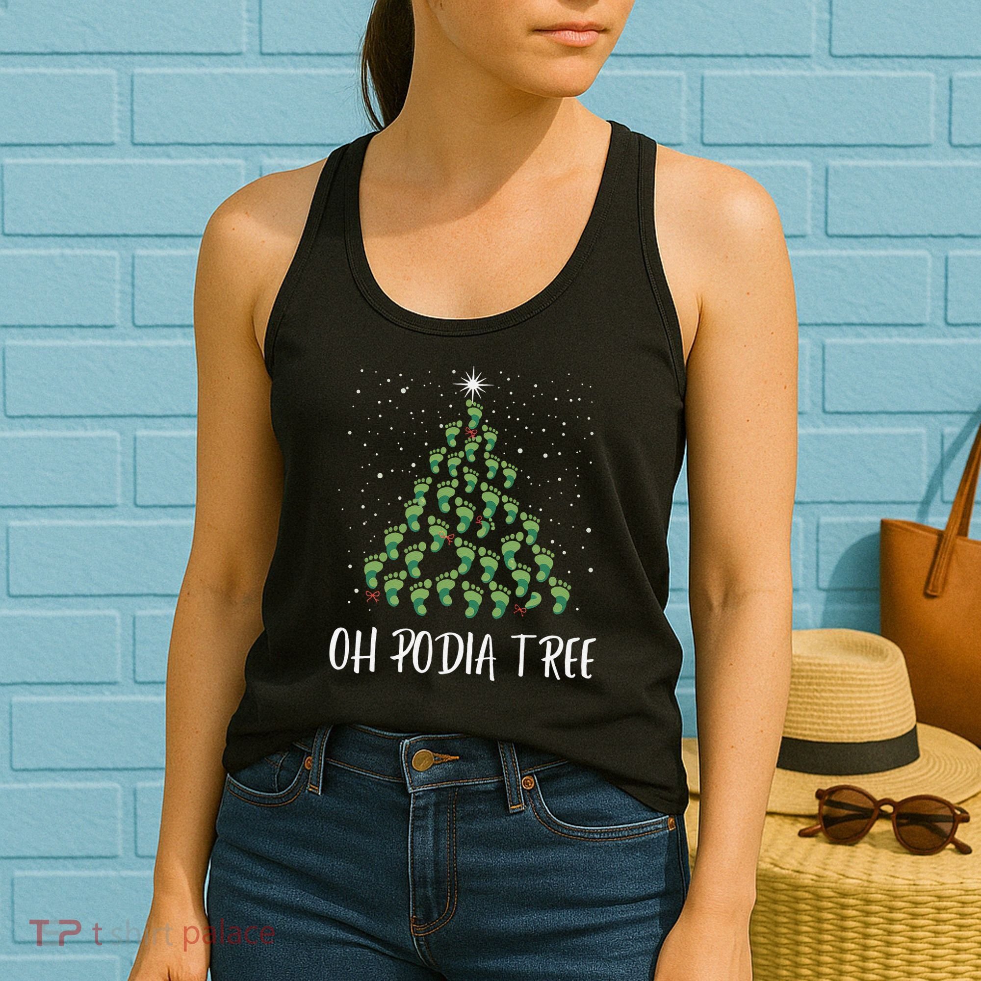 Oh Podiatree Funny Tree Foot Christmas Staff Squad Xmas Tree Women's Tank Top