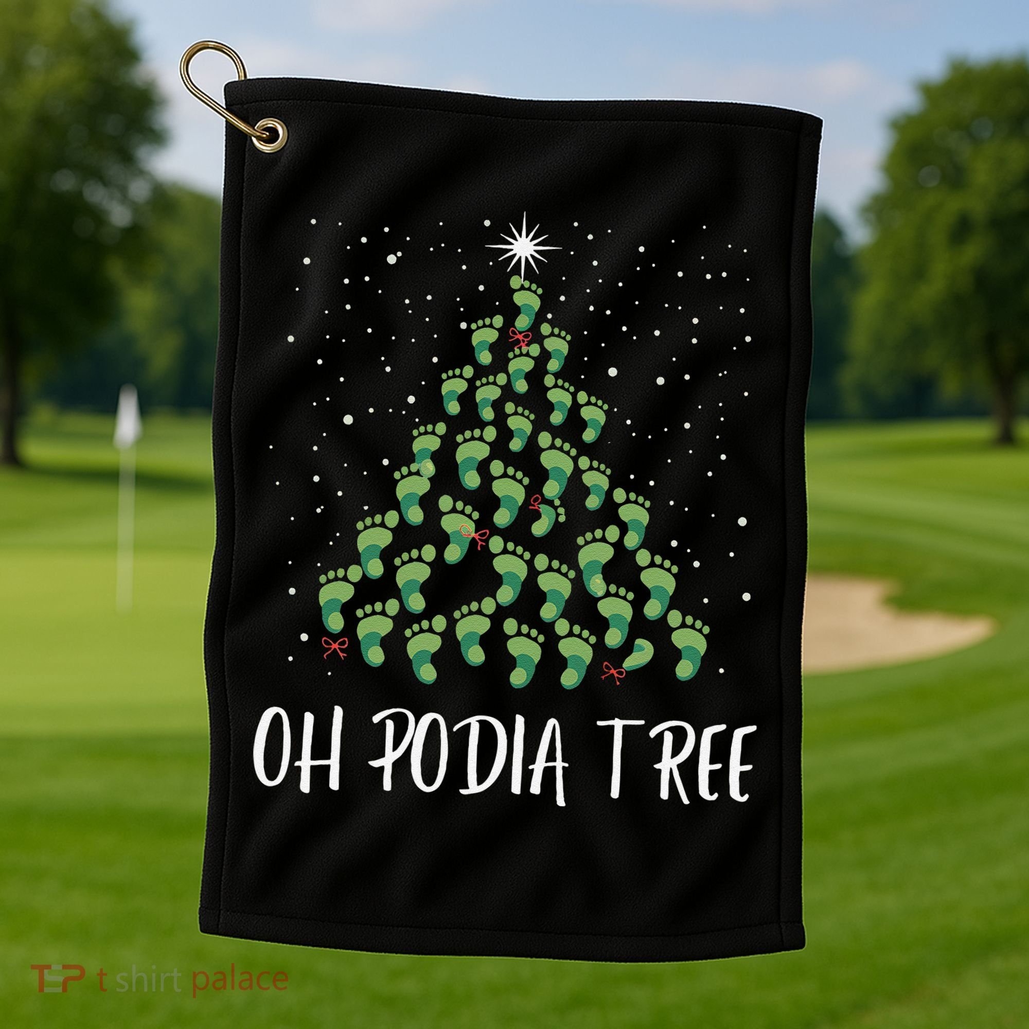 Oh Podiatree Funny Tree Foot Christmas Staff Squad Xmas Tree Golf Towel