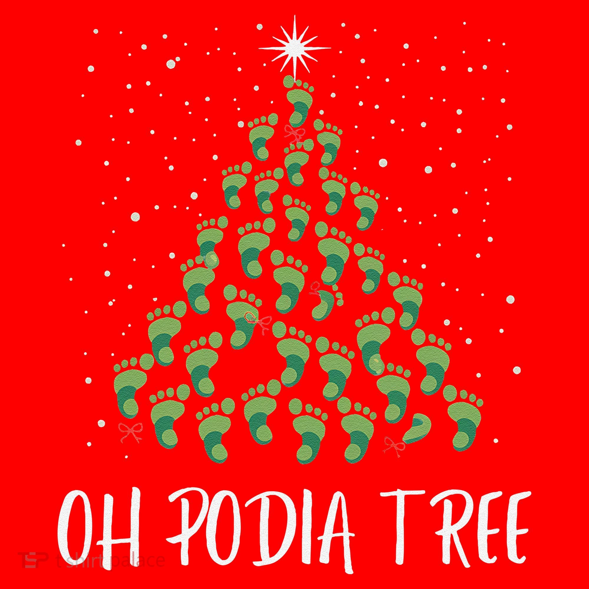 Oh Podiatree Funny Tree Foot Christmas Staff Squad Xmas Tree Santa Hat