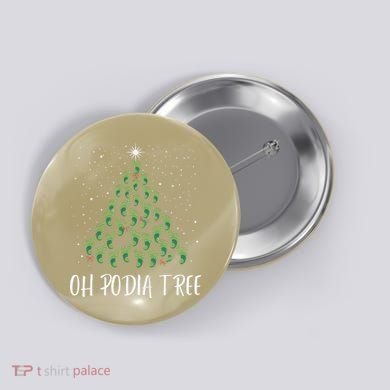 Oh Podiatree Funny Tree Foot Christmas Staff Squad Xmas Tree Button