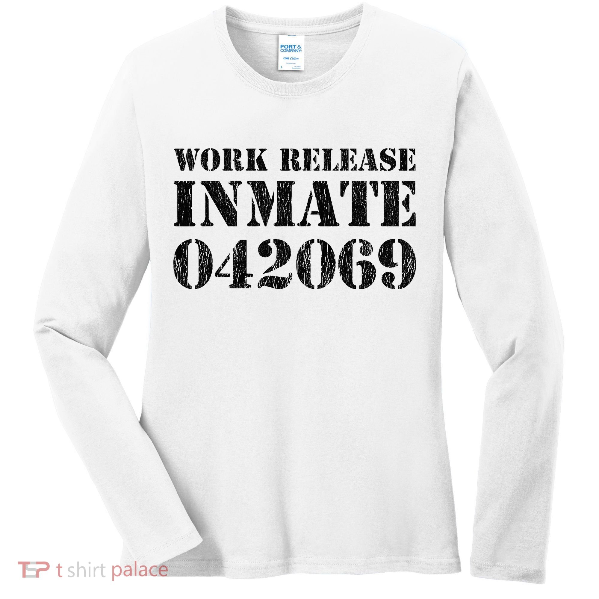Orange Prisoner Halloween Costume Work Release Inmate Women's Long Sleeve Shirt