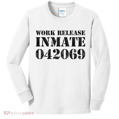 Orange Prisoner Halloween Costume Work Release Inmate Kids Long Sleeve Shirt