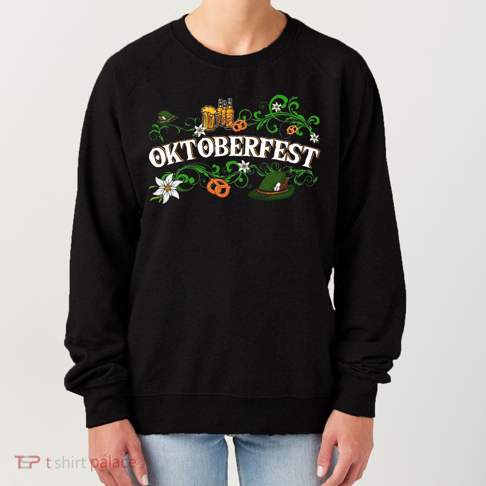 Oktoberfest Party Hat with Beer, Pretzel, and Edelweiss Women's Sweatshirt