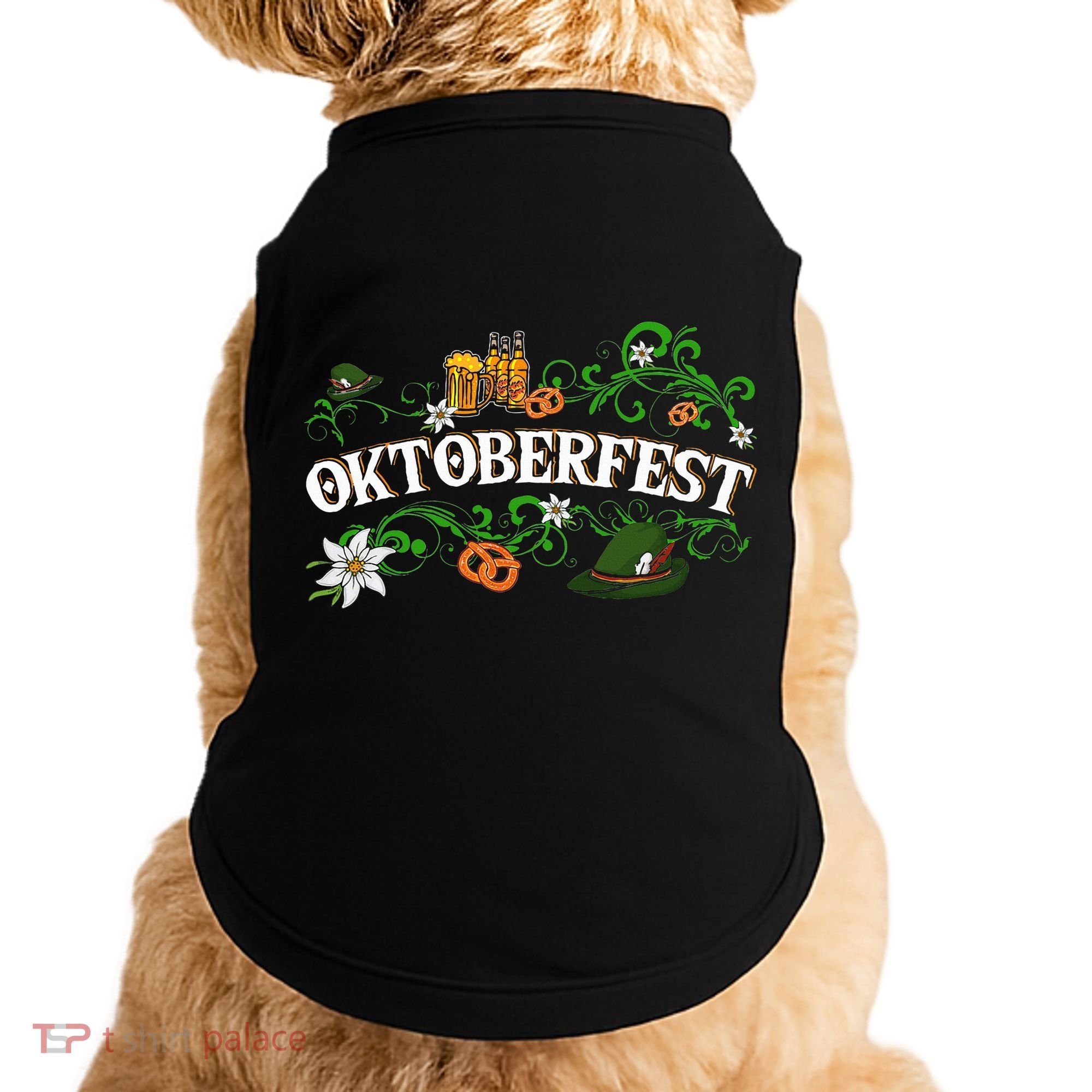 Oktoberfest Party Hat with Beer, Pretzel, and Edelweiss Doggie Tank
