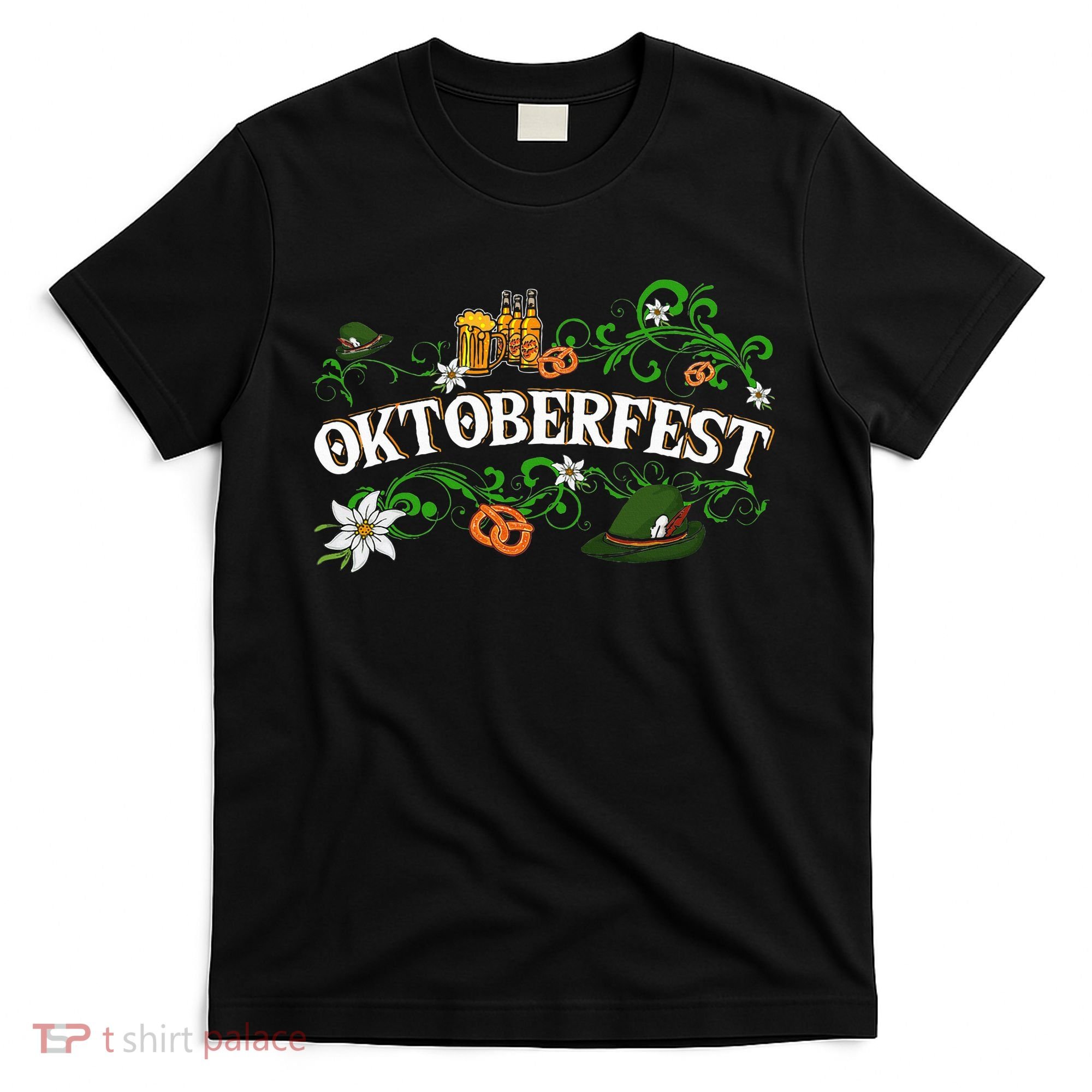 Oktoberfest Party Hat with Beer, Pretzel, and Edelweiss T-Shirt