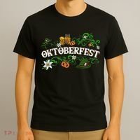 Oktoberfest Party Hat with Beer, Pretzel, and Edelweiss T-Shirt thumb 3