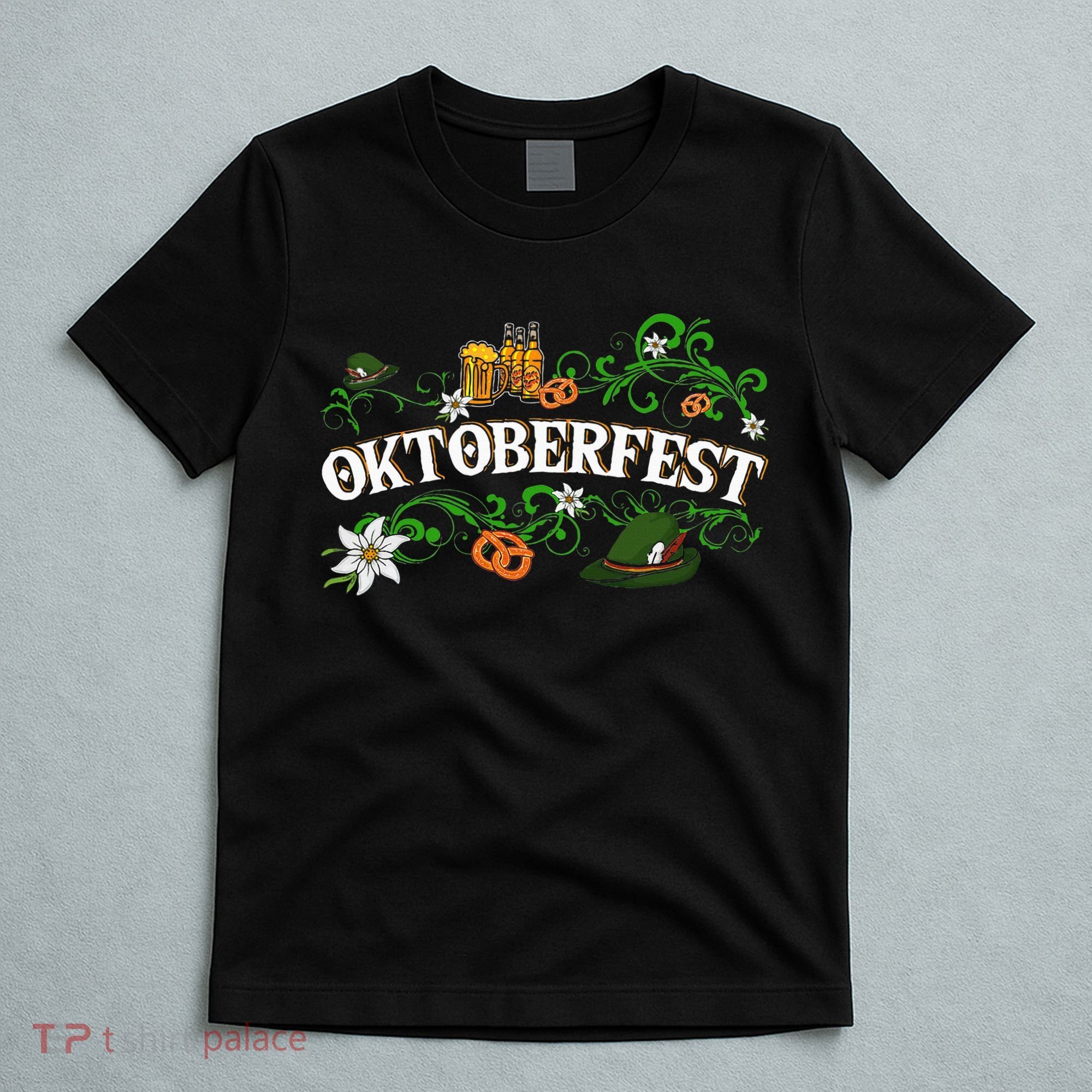 Oktoberfest Party Hat with Beer, Pretzel, and Edelweiss T-Shirt