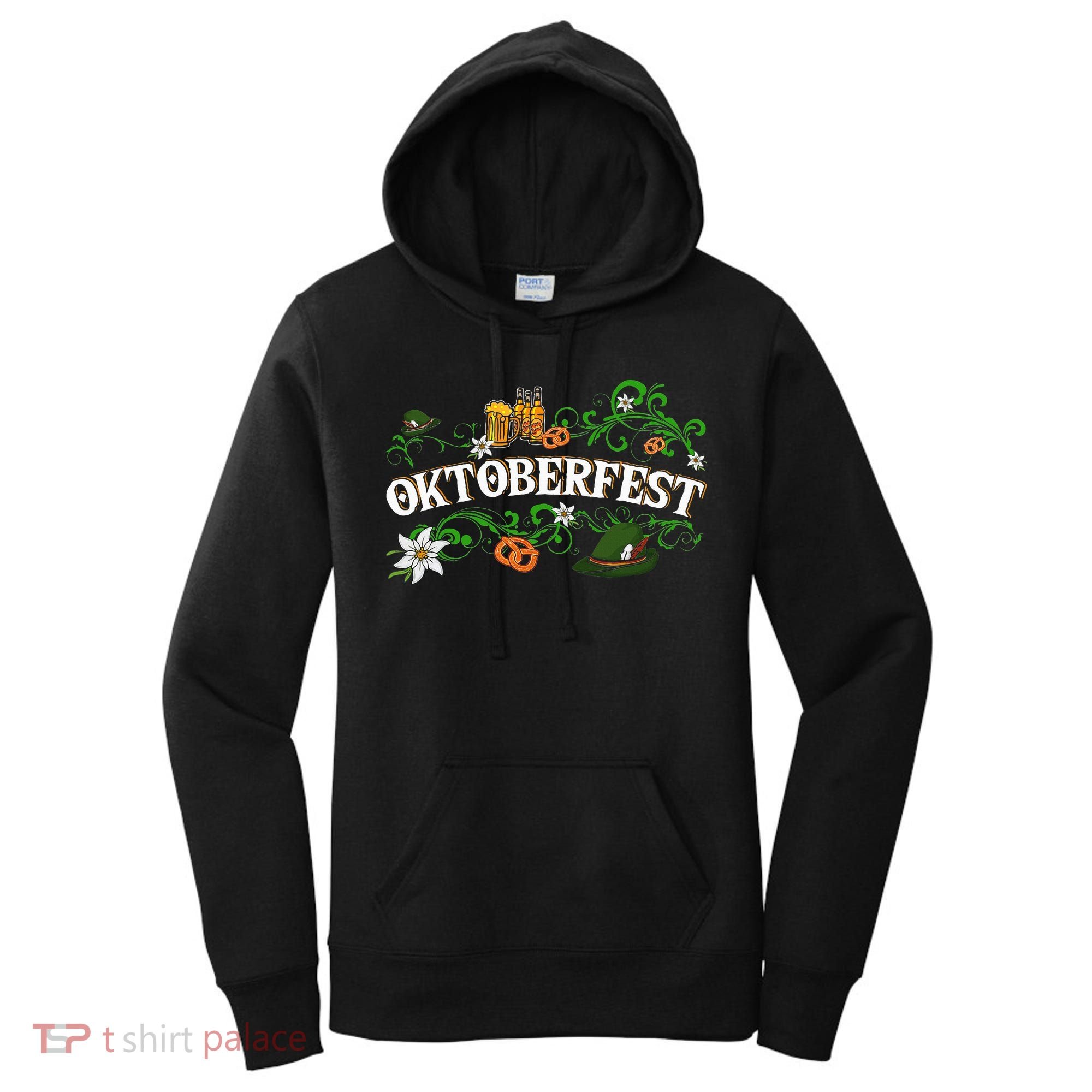 Oktoberfest Party Hat with Beer, Pretzel, and Edelweiss Women's Hoodie