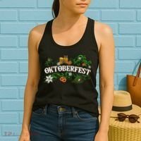 Oktoberfest Party Hat with Beer, Pretzel, and Edelweiss Women's Tank Top thumb 2