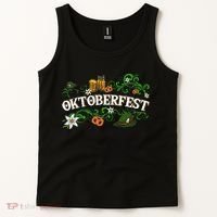 Oktoberfest Party Hat with Beer, Pretzel, and Edelweiss Tank Top thumb 2