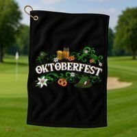 Oktoberfest Party Hat with Beer, Pretzel, and Edelweiss Golf Towel thumb 1