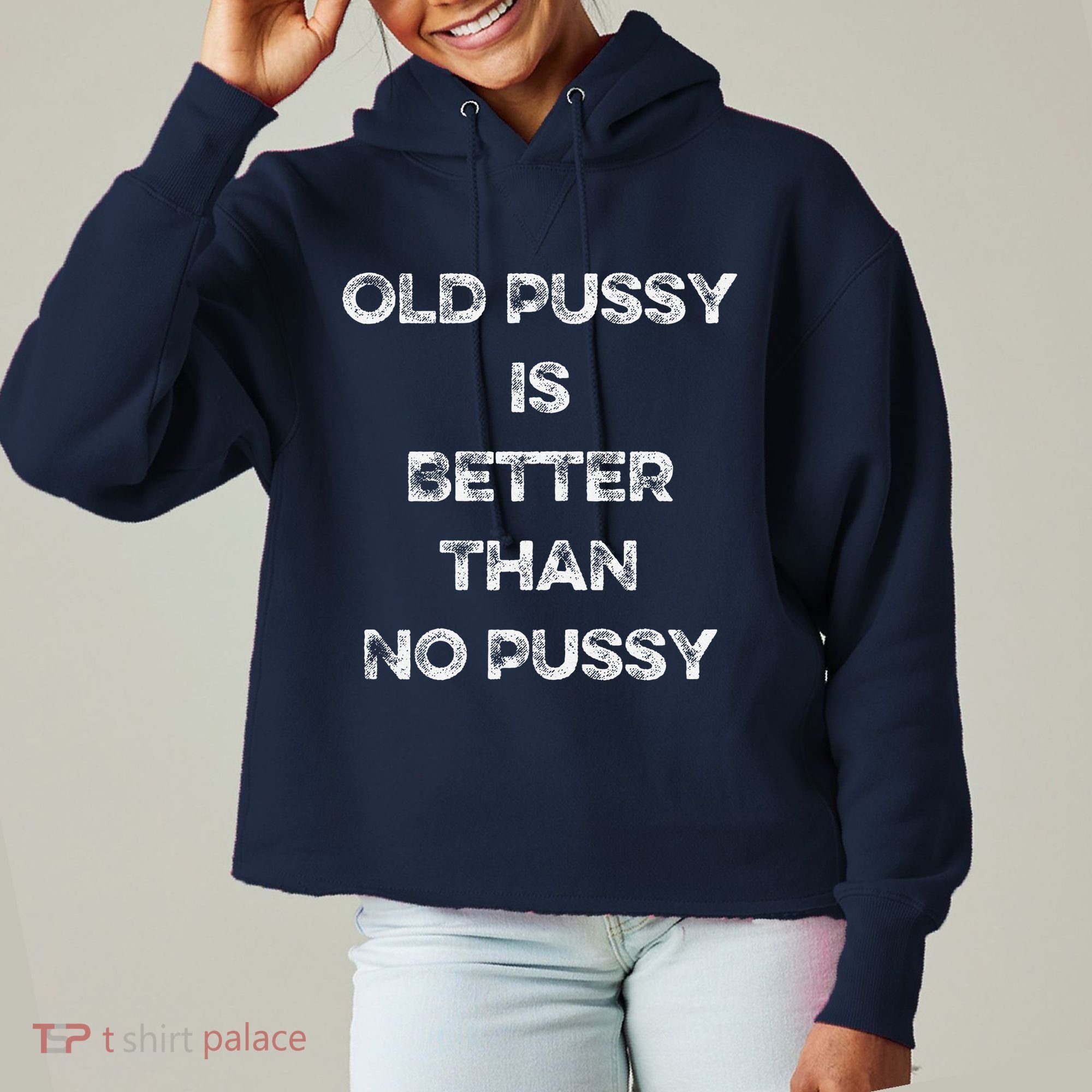 Old Pussy Is Better Than No Pussy Funny Joke Sarcastic Ladies Heavyweight Boxy Pullover Hoodie