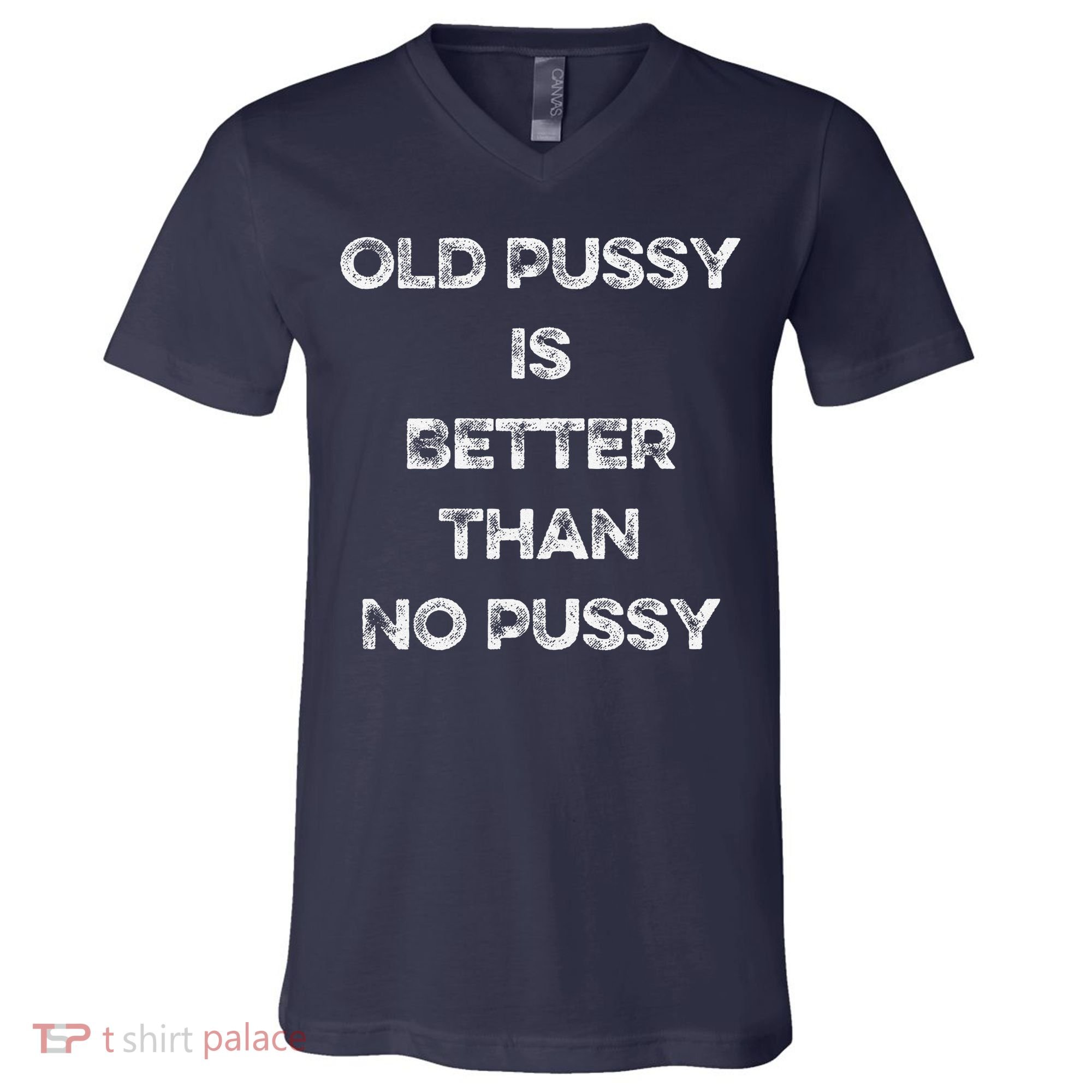Old Pussy Is Better Than No Pussy Funny Joke Sarcastic V-Neck T-Shirt
