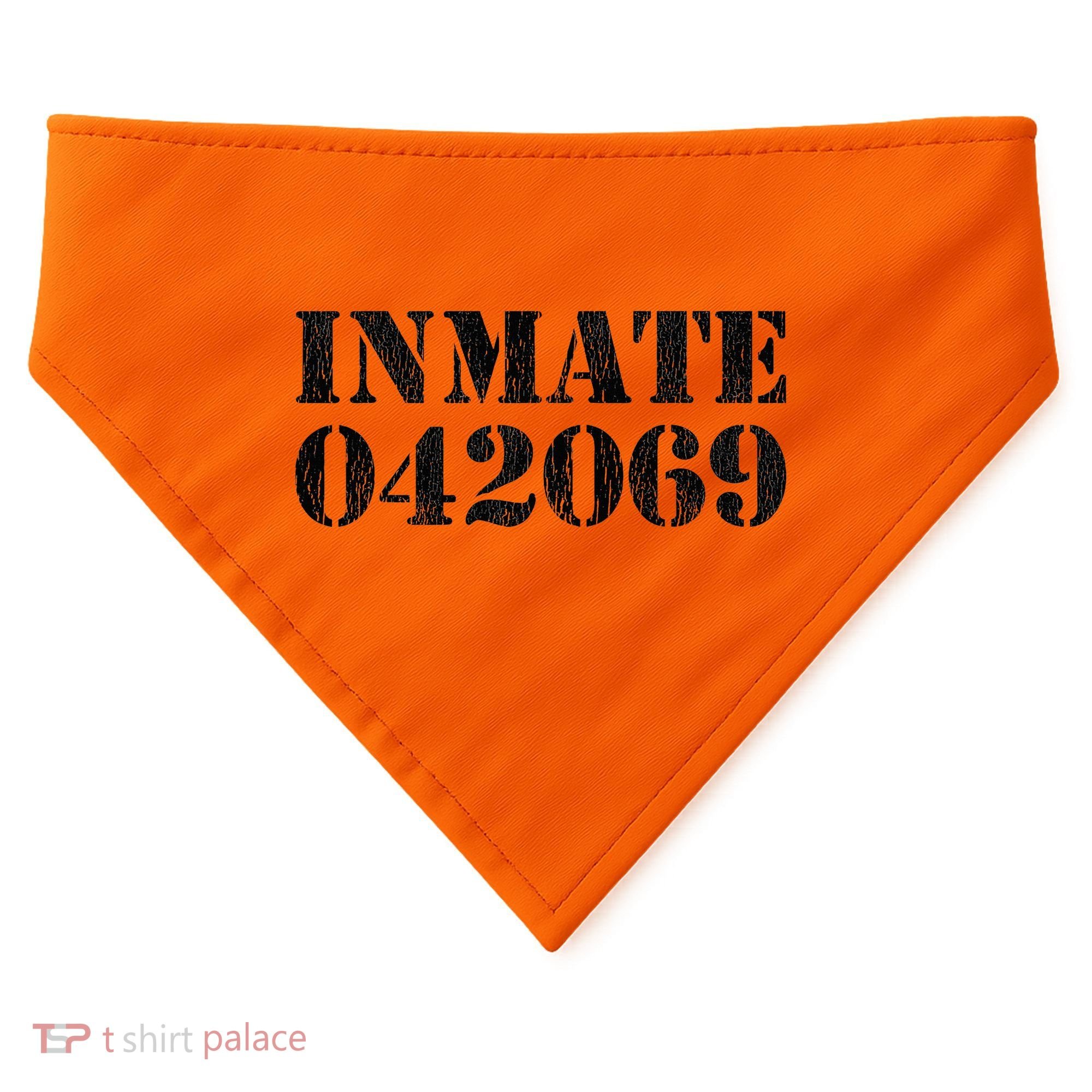 Orange Prisoner Inmate Number Halloween Costume Outfit USA-Made Doggie Bandana