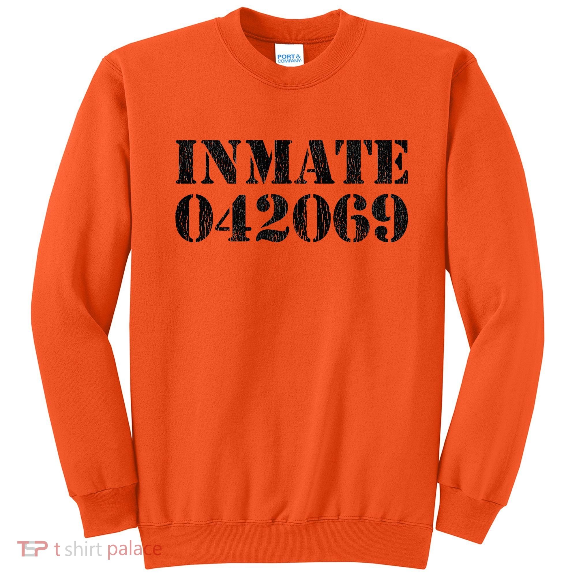 Orange Prisoner Inmate Number Halloween Costume Outfit Sweatshirt