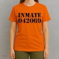 Orange Prisoner Inmate Number Halloween Costume Outfit T-Shirt thumb 4