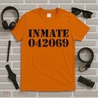 Orange Prisoner Inmate Number Halloween Costume Outfit T-Shirt thumb 5