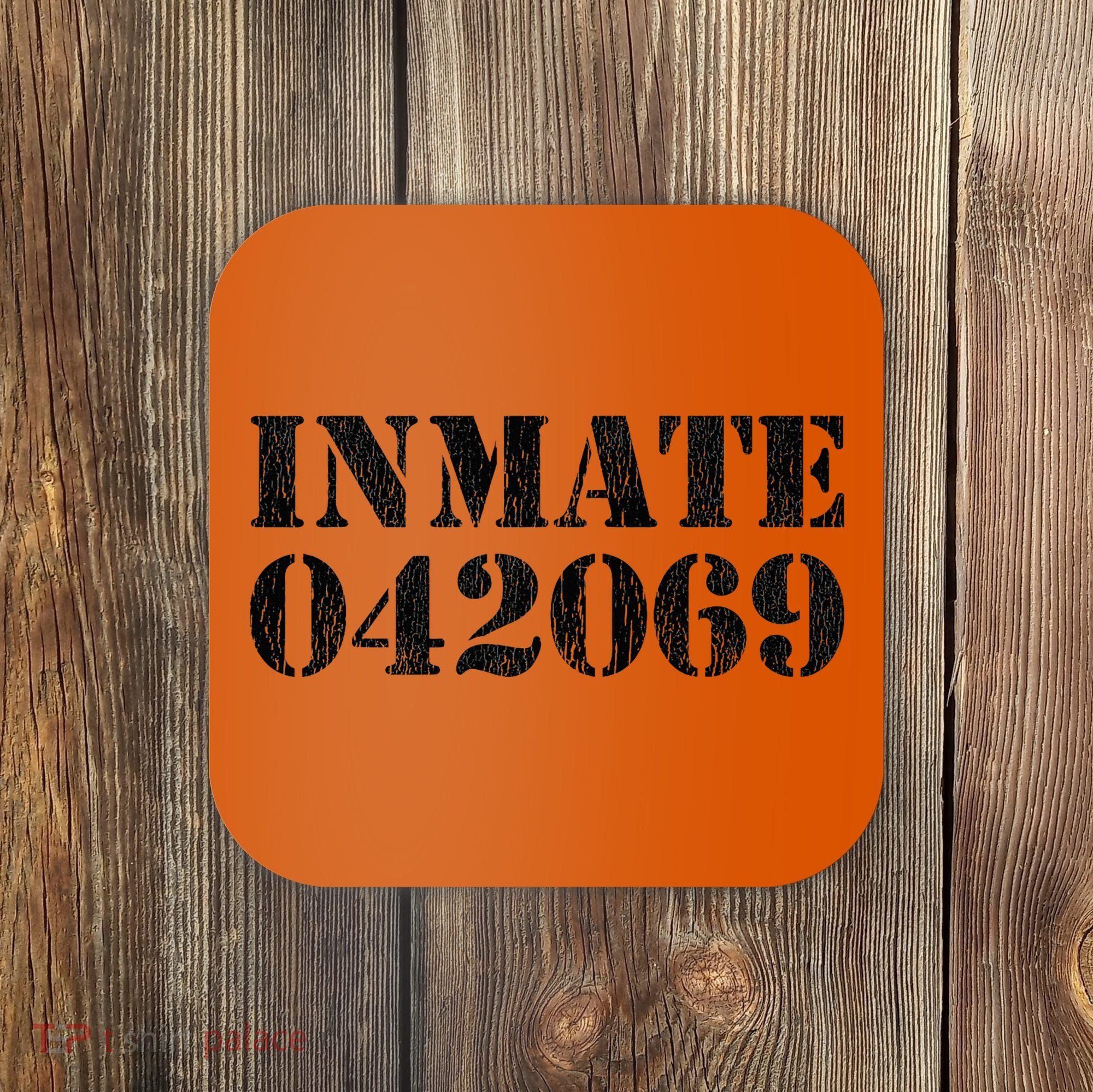 Orange Prisoner Inmate Number Halloween Costume Outfit Coaster