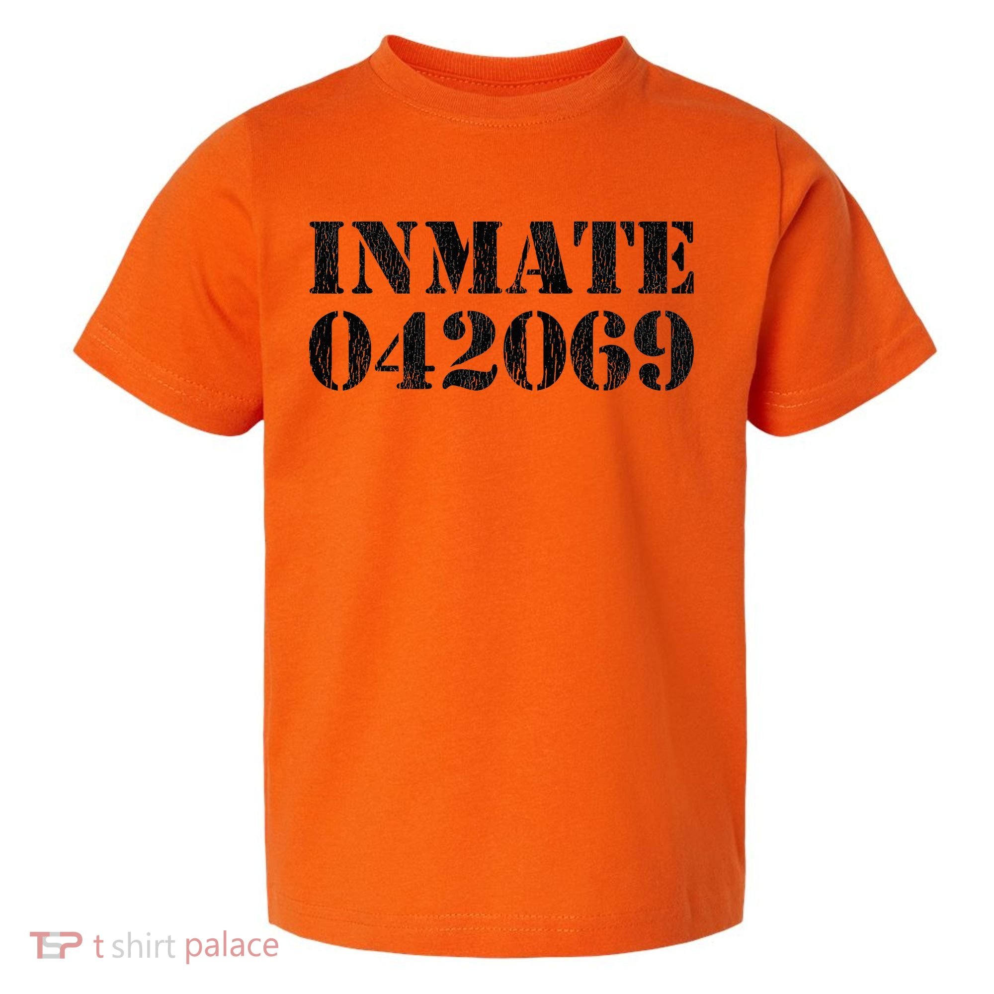 Orange Prisoner Inmate Number Halloween Costume Outfit Toddler T-Shirt