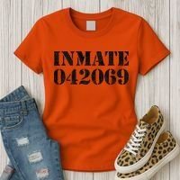 Orange Prisoner Inmate Number Halloween Costume Outfit Women's T-Shirt thumb 3