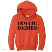 Orange Prisoner Inmate Number Halloween Costume Outfit Kids Hoodie thumb 0