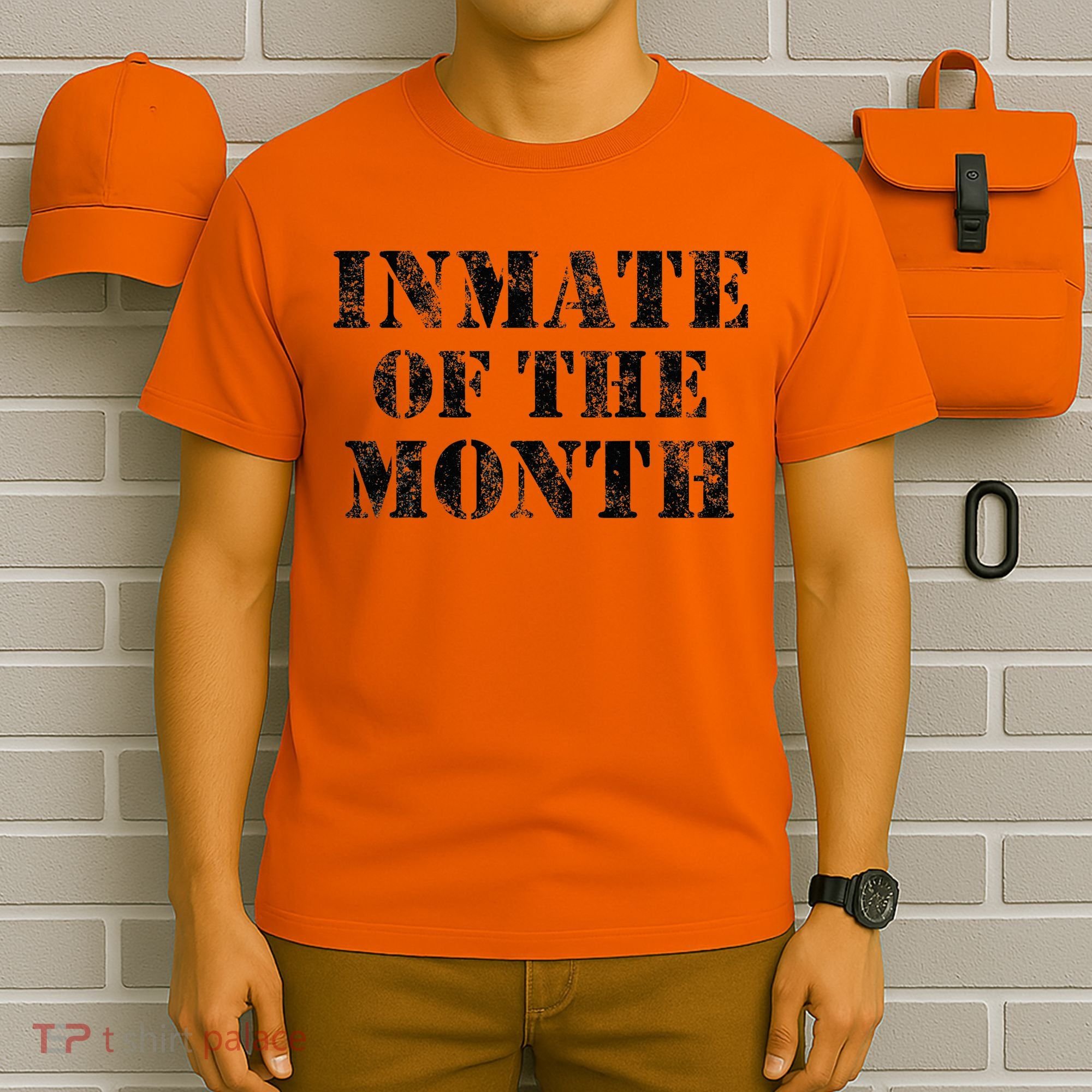 Orange Prison Jail Inmate Prisoner Funny Halloween Costume T-Shirt