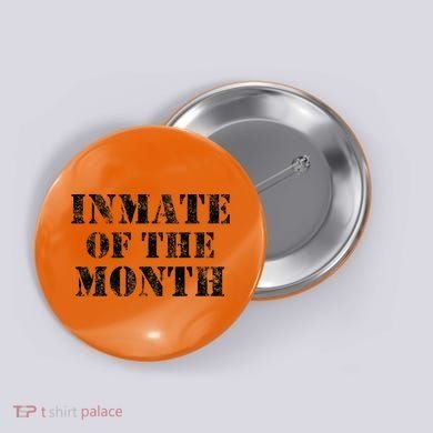 Orange Prison Jail Inmate Prisoner Funny Halloween Costume Button