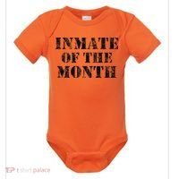Orange Prison Jail Inmate Prisoner Funny Halloween Costume Baby Bodysuit thumb 0