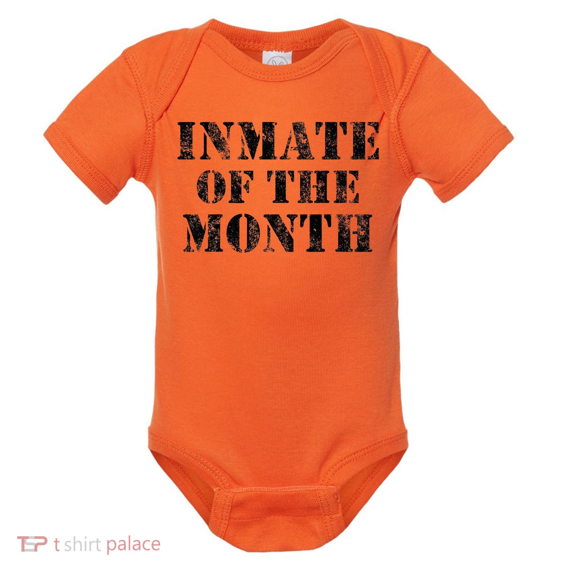 Orange Prison Jail Inmate Prisoner Funny Halloween Costume Baby Bodysuit