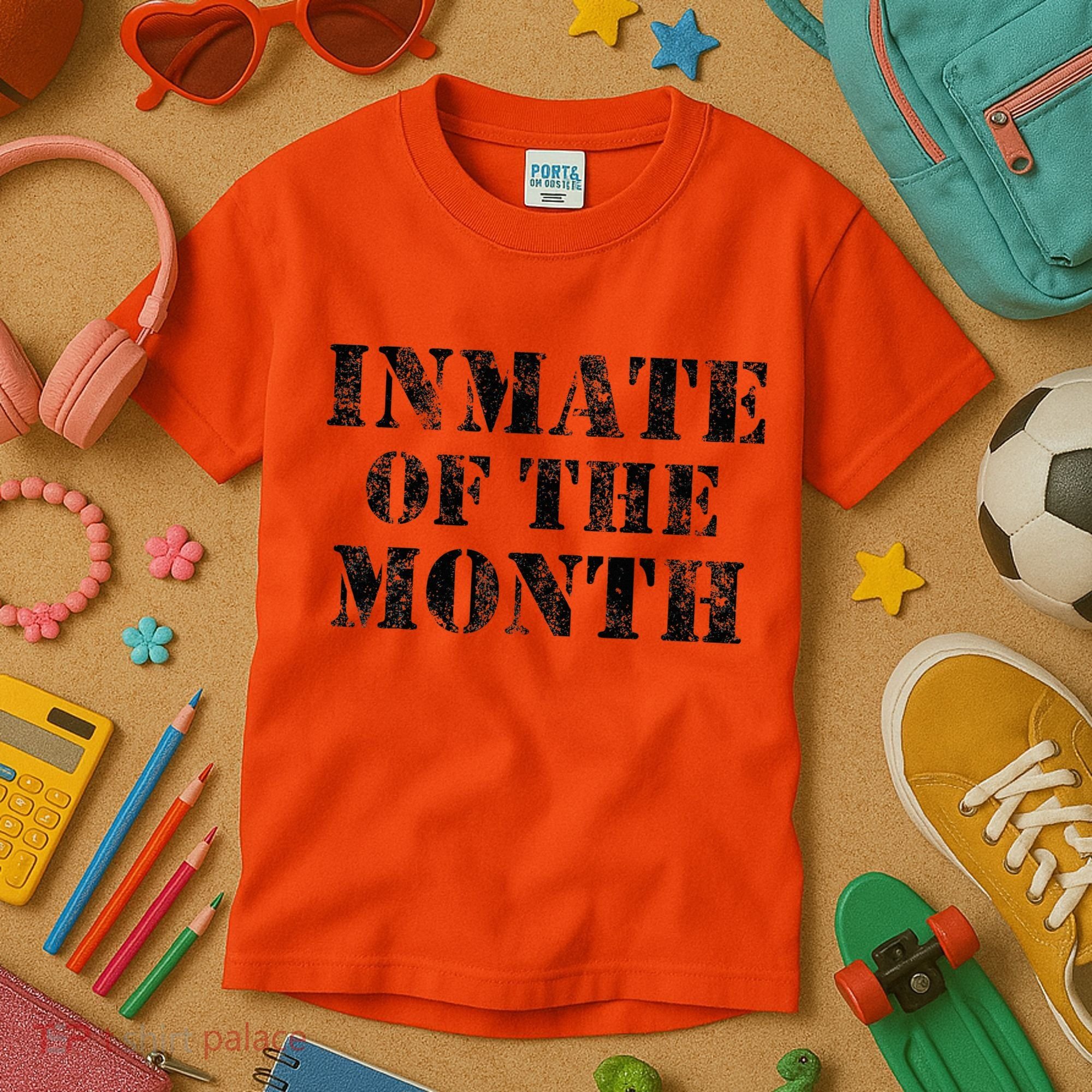 Orange Prison Jail Inmate Prisoner Funny Halloween Costume Kids T-Shirt