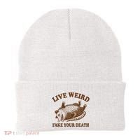 Opossum Possum Lover Live Weird Fake Your Death Beanie thumb 0