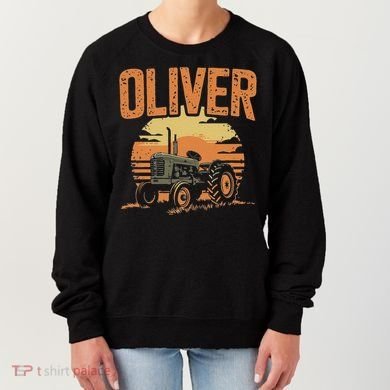 Oliver Personalized Nametag Tractor For Oliver Women's Sweatshirt