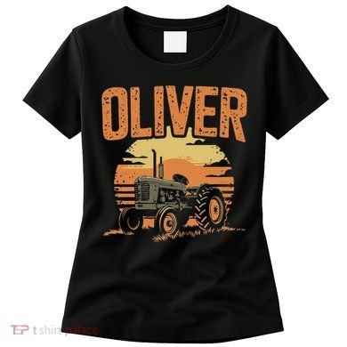 Oliver Personalized Nametag Tractor For Oliver Women's T-Shirt