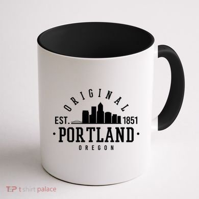 Original Portland Oregon Est 1851 Skyline Coffee Mug back